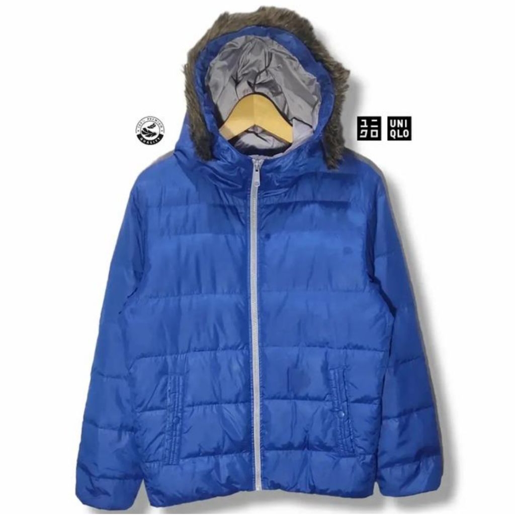 Uniqlo Hooded Down Jacket Light Weight Blue Size tag M fit L (P68xL55)