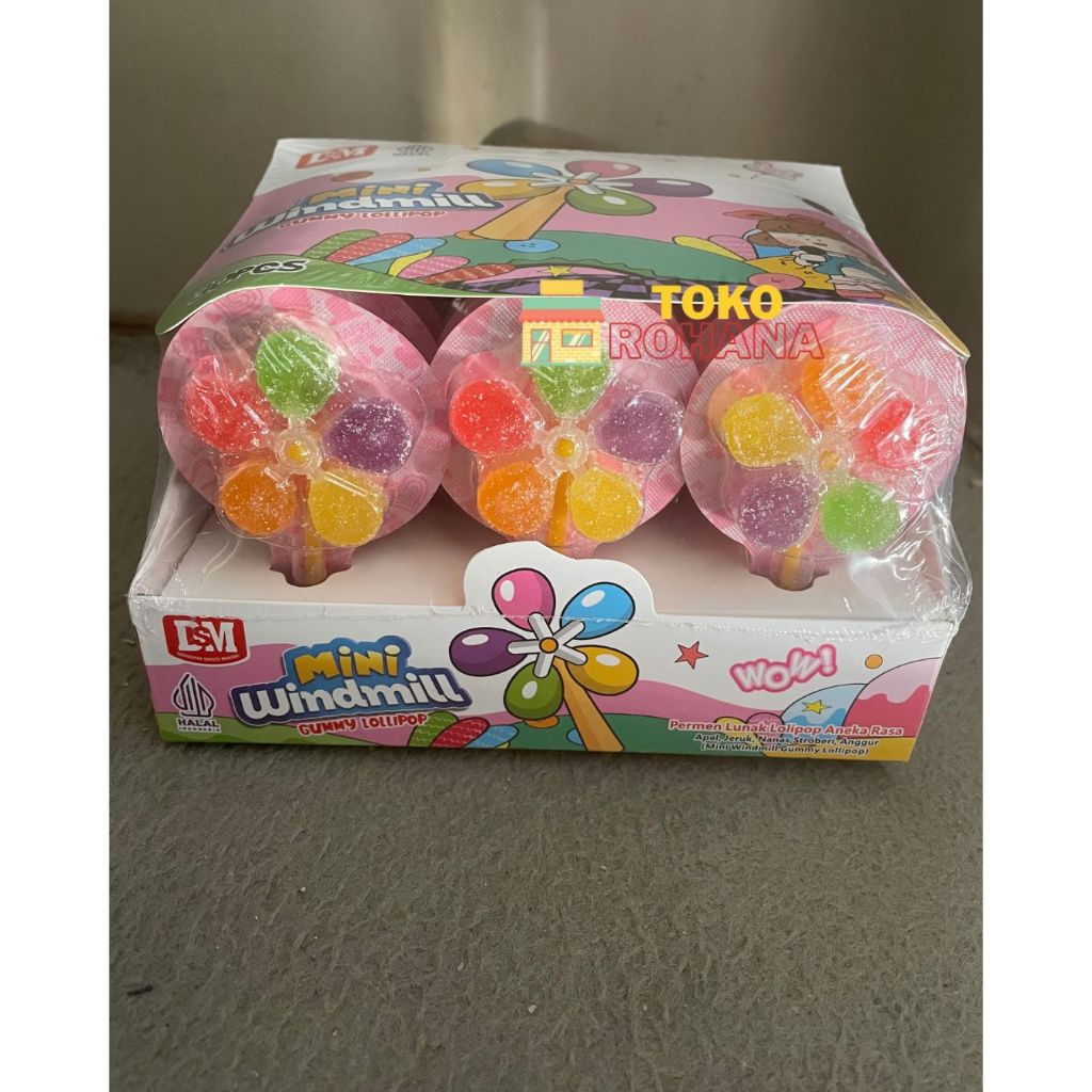 

Permen Gummy Lollipop Mini Windmill / Gummy Lolipop Isi 50