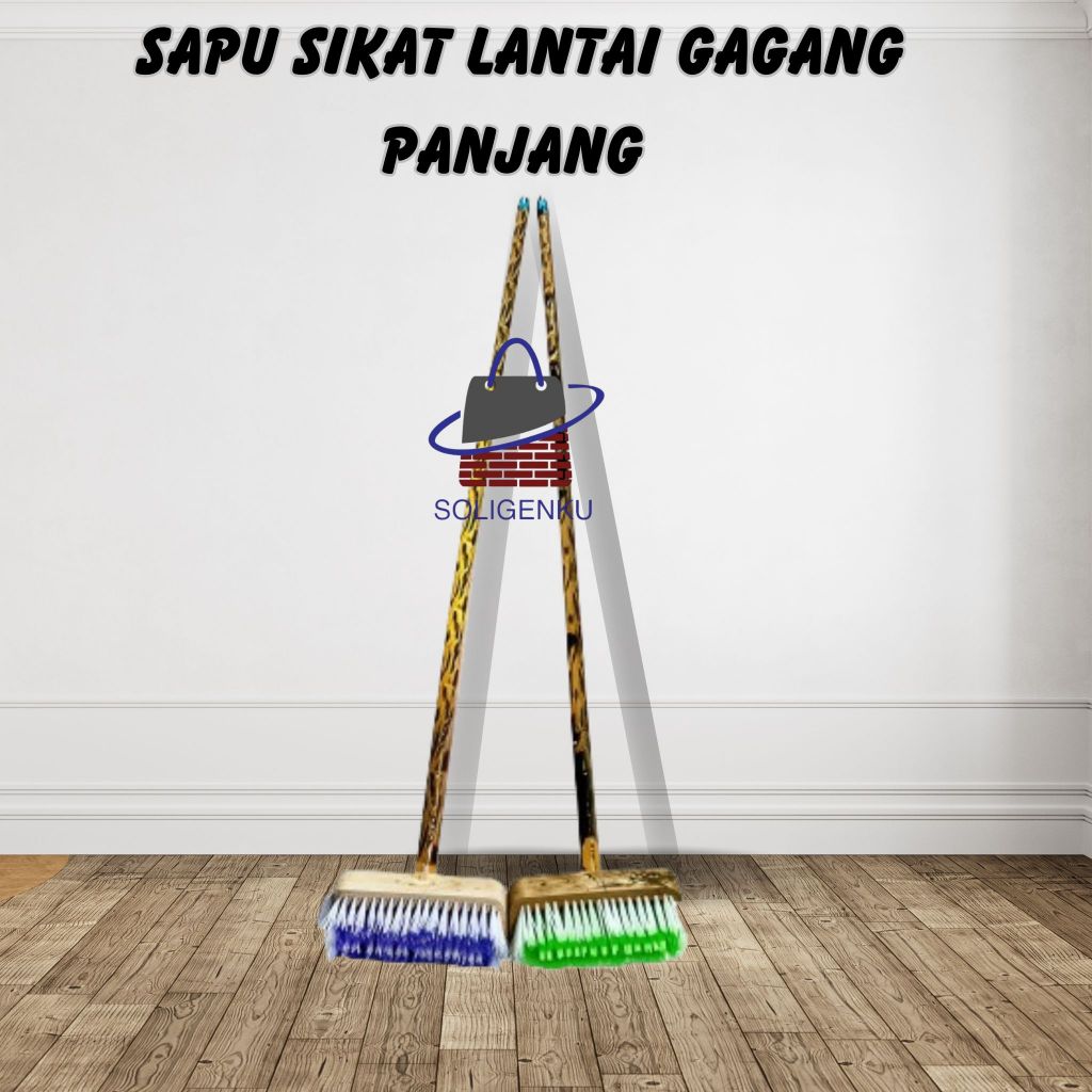 Sikat Dorong Kayu Gagang Panjang / Sikat Kamar Mandi / Sikat Lantai / Sikat WC Panjang  Sikat Bak Si