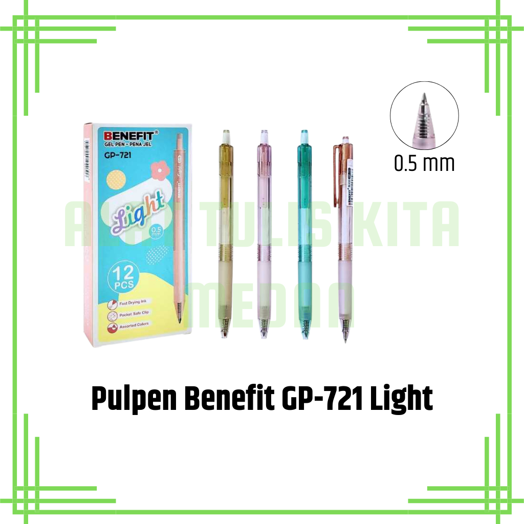 

(1 Kotak) Pulpen Benefit GP-721 Light / Gel Pen 0.5mm Benefit GP-721 Light