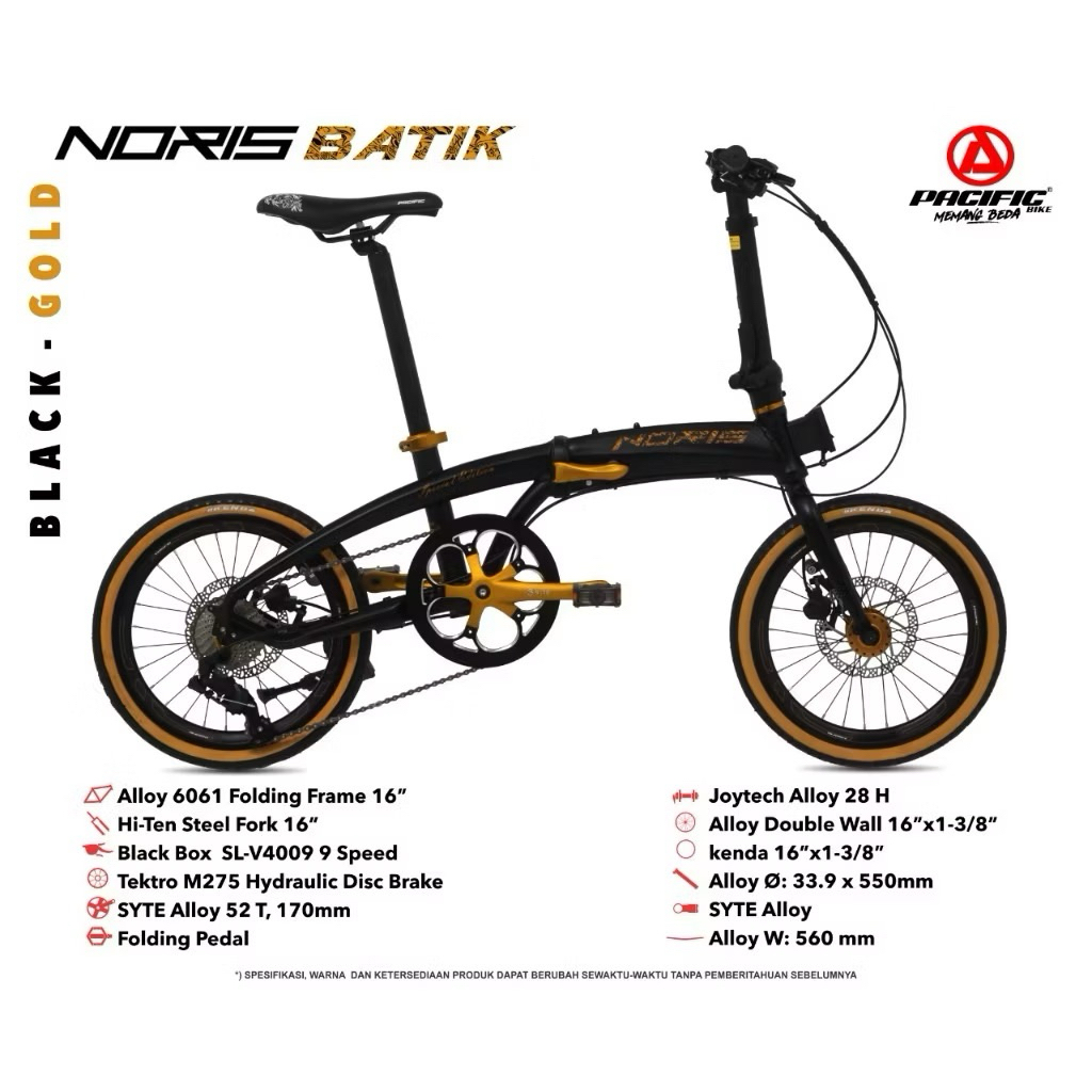 Sepeda Lipat Pacific Noris Batik 16 inch alloy hidrolik
