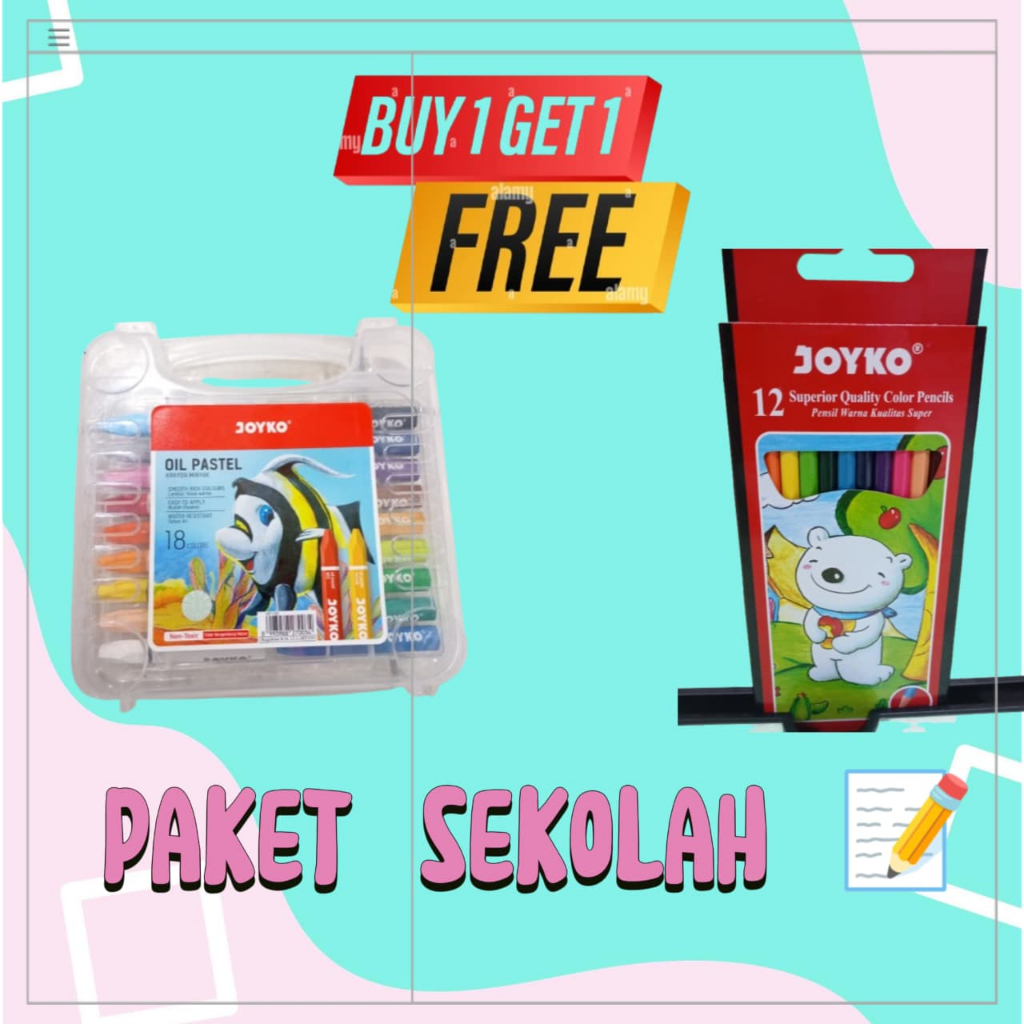 

Paket alat tulis JOYKO krayon isi 18 + pensil warna isi 12 murah harga kombo
