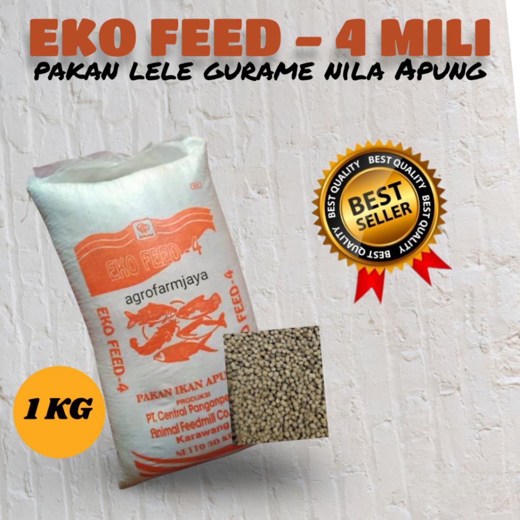 pur ikan lele EKO FEED - 4  1kg |  Pakan ternak Ikan Apung Lele Gurame Nila Berkualitas Tinggi