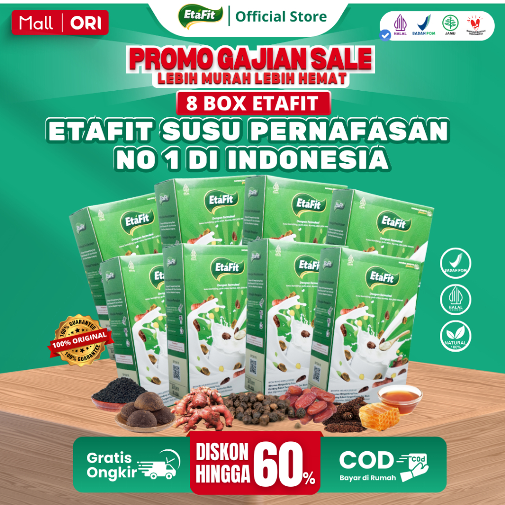 

[ PAKET 8 BOX ETAFIT ] - Susu Kambing Etawa Bubuk Asli 100% Murni Original - Herbal Pernafasan Asma Batuk dan Sesak Nafas