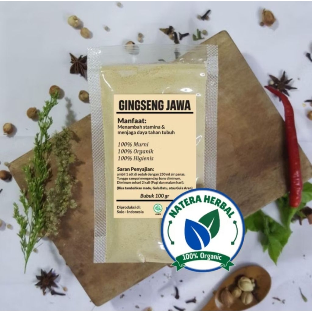 

Ginseng Jawa Bubuk 100gr – Herbal Stamina & Daya Tahan Tubuh 100% Organik