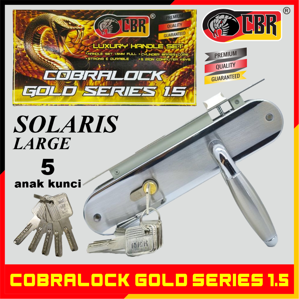 CBR COBRALOCK GOLD SERIES Handle Pintu / Kunci Pintu Rumah Gold Series Tebal 1.5mm Solaris Large + K