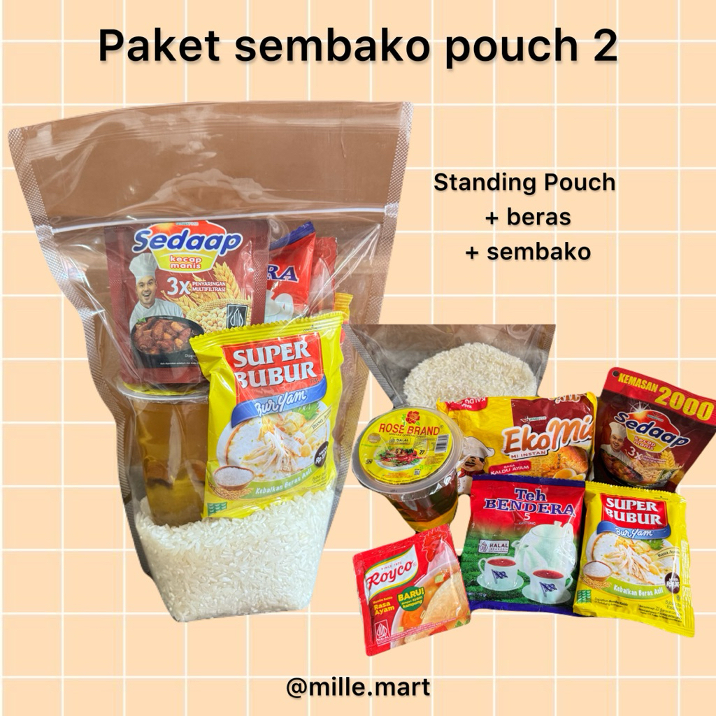PAKET SEMBAKO STANDING POUCH 2 - SEMBAKO Tas atau box / parcel sembako murah/ paket sembako lebaran/