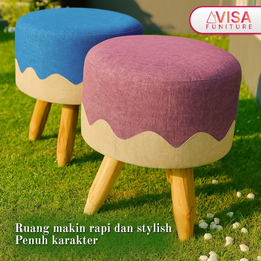 AVISA FURNITURE Stool Sofa Tar Bulat Minimalis Furniture Ruang Tamu Kursi Bulat