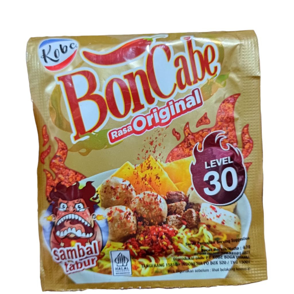 

BonCabe Level 30 Bon Cabe Sambal Tabur Sachet 4,5gr Cabai Tabur Kobe