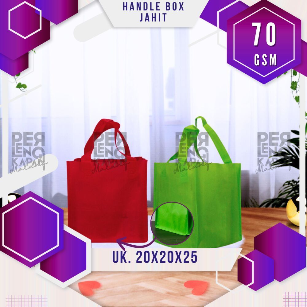 

Tas Box Spunbond Goodie Bag Standing Handle Jahit Kuat Ukuran 20x20x25 Souvenir Promosi Murah