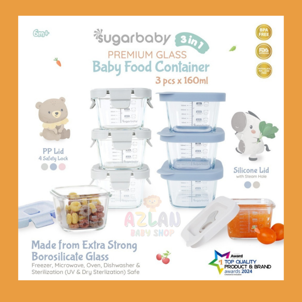 Sugar Baby Premium Glass Jar Baby Food Container BPA FREE Peralatan Makan Bayi MPASI / Food Containe