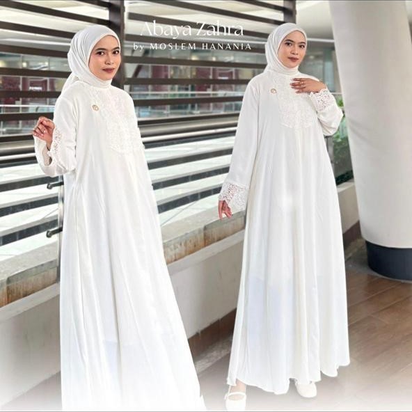 Abaya Syari Gamis Haji dan Umroh Polos Lace Anti UV Elegant Mewah Abaya Zahra by Moslem Hanania