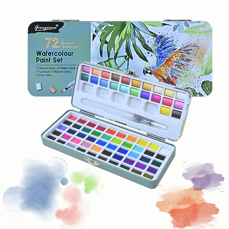 

Giorgione Glitter Metallic Water Color Set Watercolor Paint Set-50/72 Alat Cat Air Set dengan Tin Box Water Brush + Nylon Hair Brush