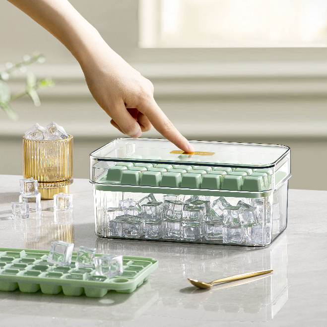 Ice Cube Press Tray & Storage Box 30 Pcs Es Batu 2200ml - Tempat Cetakan Es Batu Tray Es Batu dan Ko