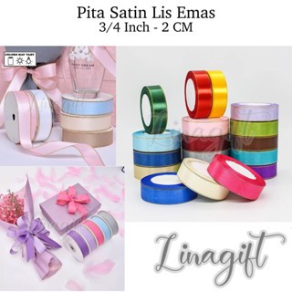 

( Rol 20 Yard ) PITA SATIN LIST EMAS 3/4 INCH SATEN LIS PERAK PITA KADO SILK RIBBON