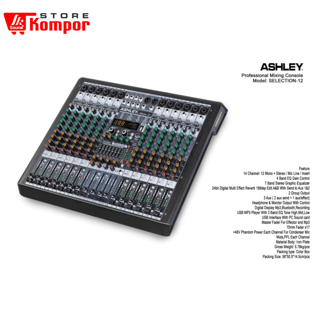 MIXER ASHLEY SELECTION12 ORIGINAL 12 CHANNEL / Ashley Selection 12 / Selection-12 USB Bluetooth