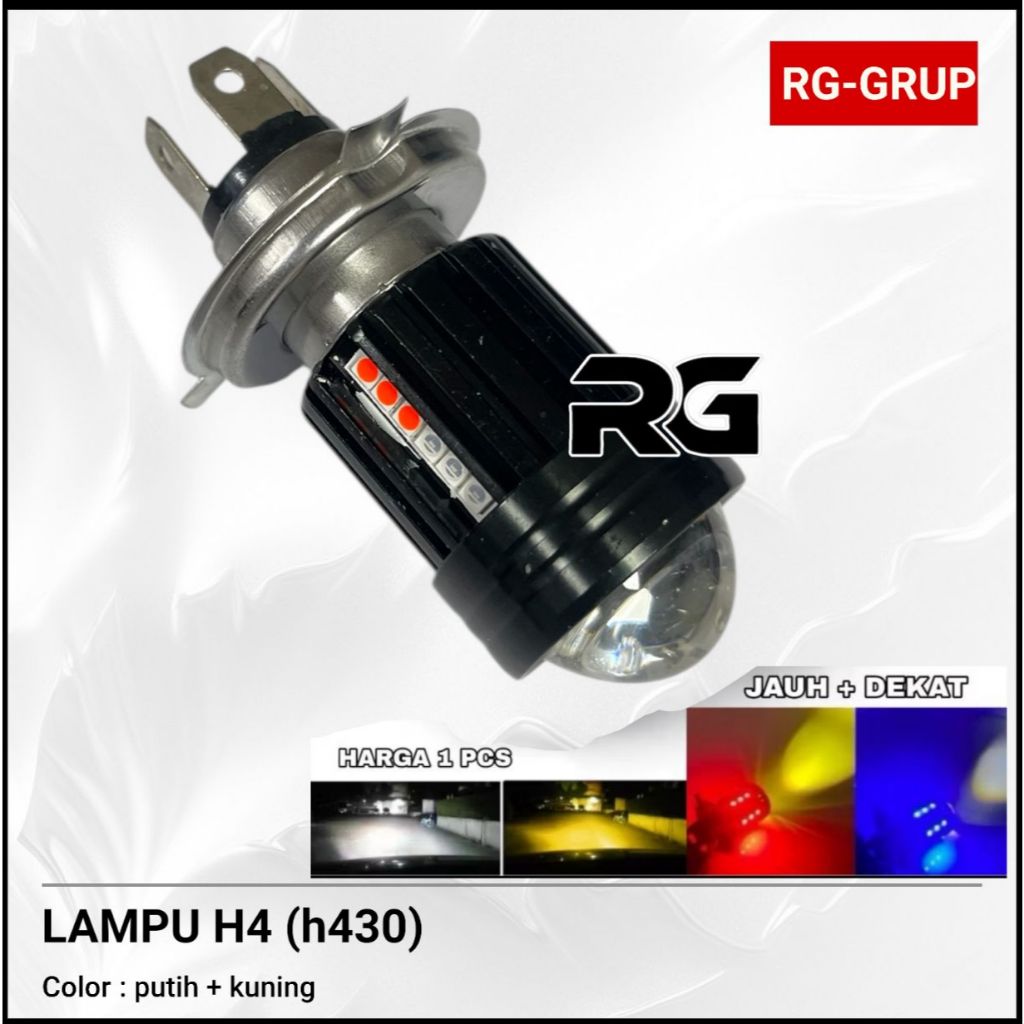 Master619 original Lampu Utama Motor Laser H4 Alien Led 2 Warna 20 Watt Putih Kuning ac dc