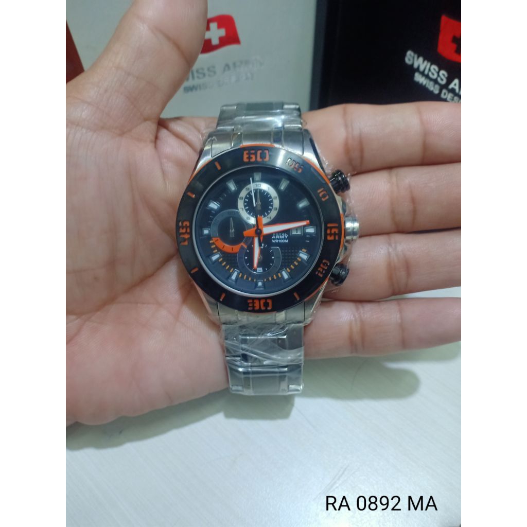JAM TANGAN PRIA ROYAL ARMY RA 0892 MA ORIGINAL CRONO TGL AKTIF RANTAI SILVER ALL STAINLESS STEEL WAT
