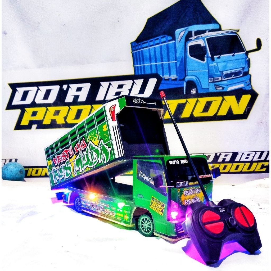 MINIATUR TRUK OLENG DAM BAK JUNGKIT MODEL DAM MODEL DUM FUL FARIASI REMOT KONTROL LAMPU LED