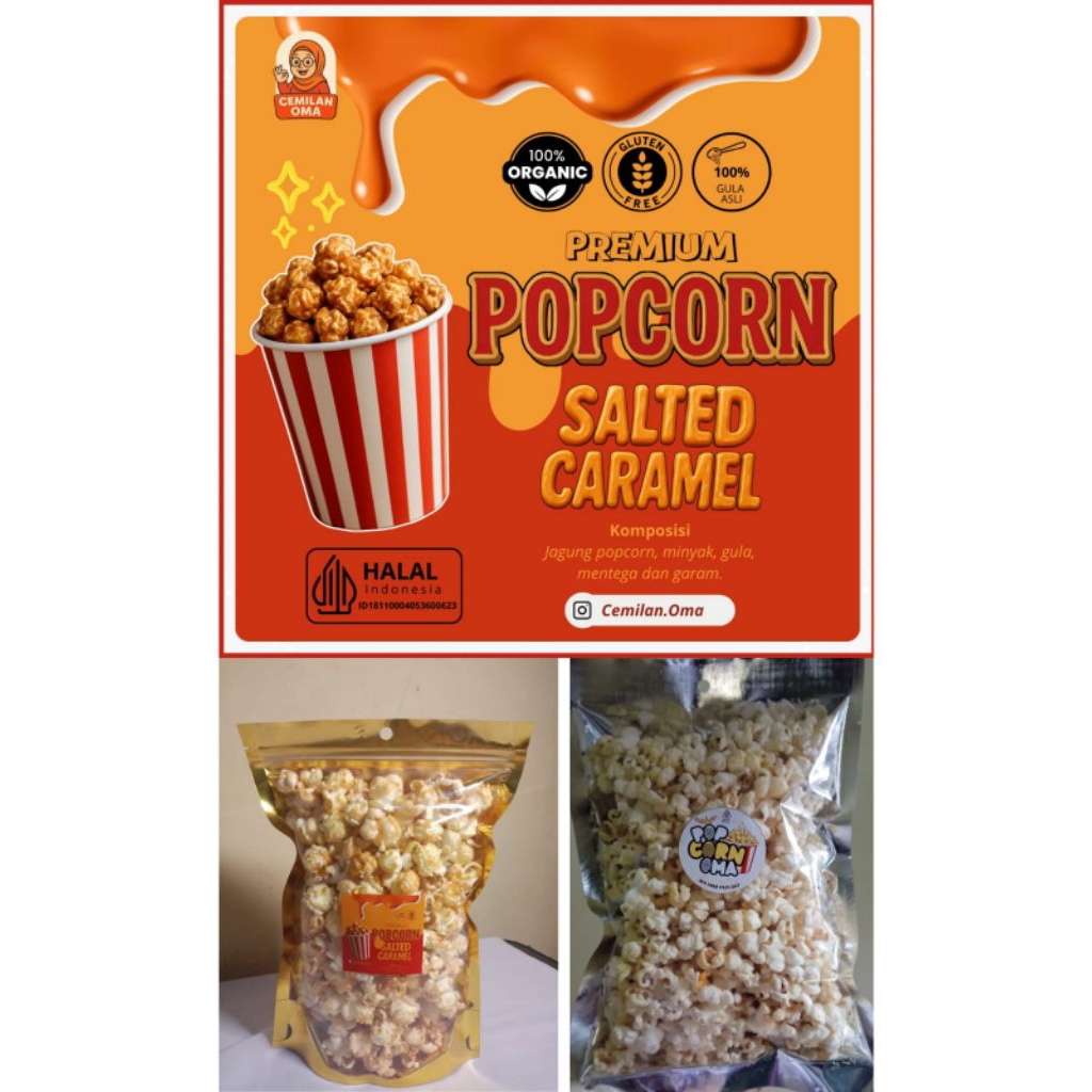 

Travel Size 70-100g Popcorn By Cemilan Oma | Salted Caramel | Butter Salt