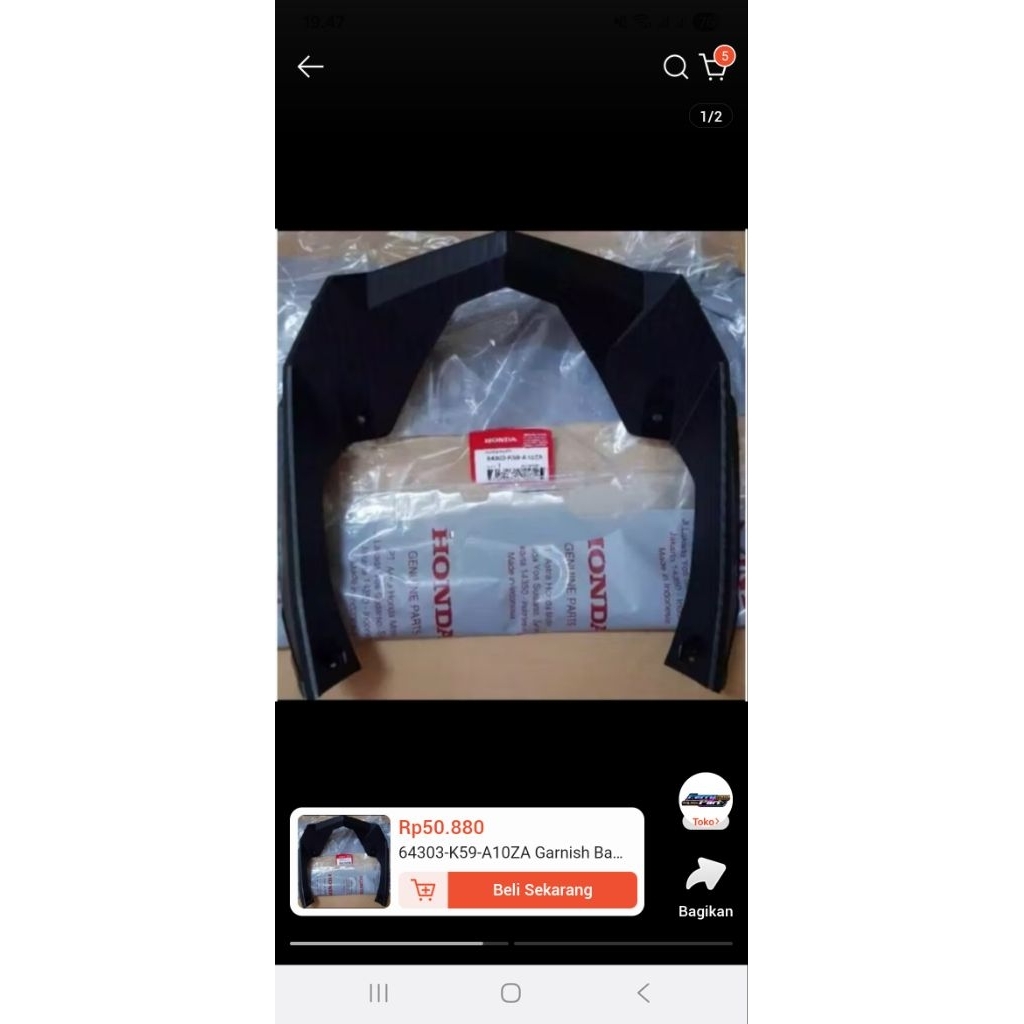 garnish bawah lampu vario 125 led vario 150 2015-2017