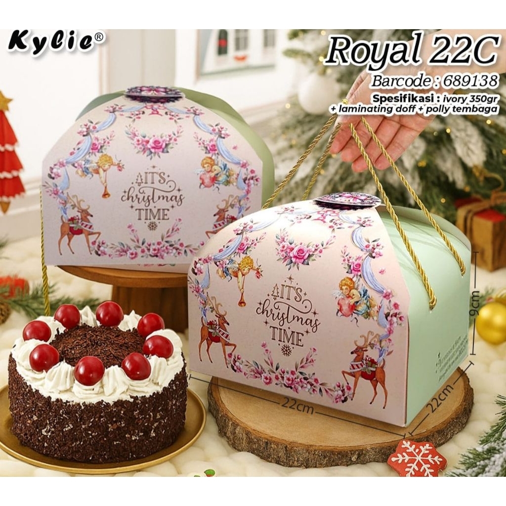 

royal natal 22x22 box natal 22x22x9cm box natal kue bolu dus kue natal kotak natal spesial box exclusive natal box kue marmer natal box brownies natal kotak kue natal