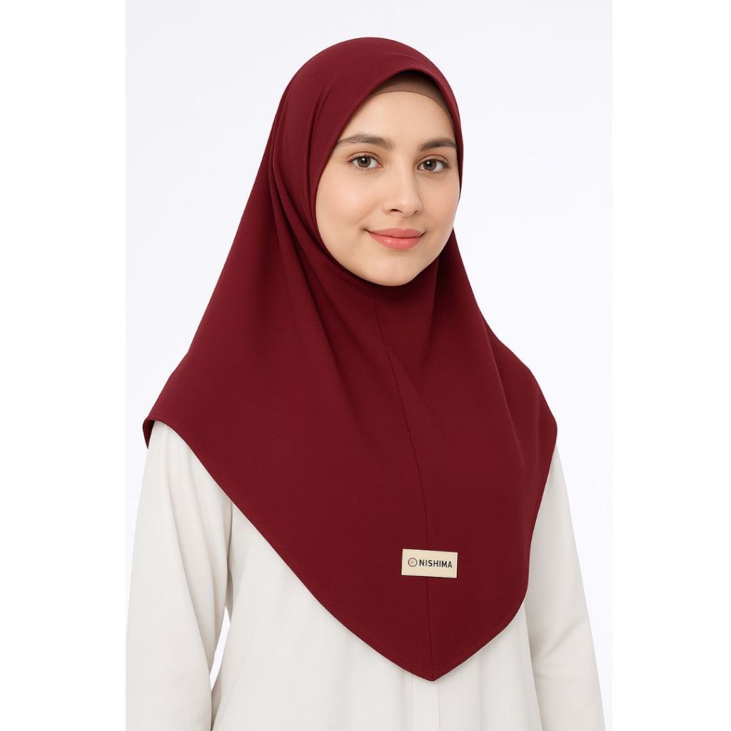 NISHIMA Bergo Instan Hamidah Label – Hijab Syari Pet Lebar Bahan Premium, Cocok Harian & Ngaji