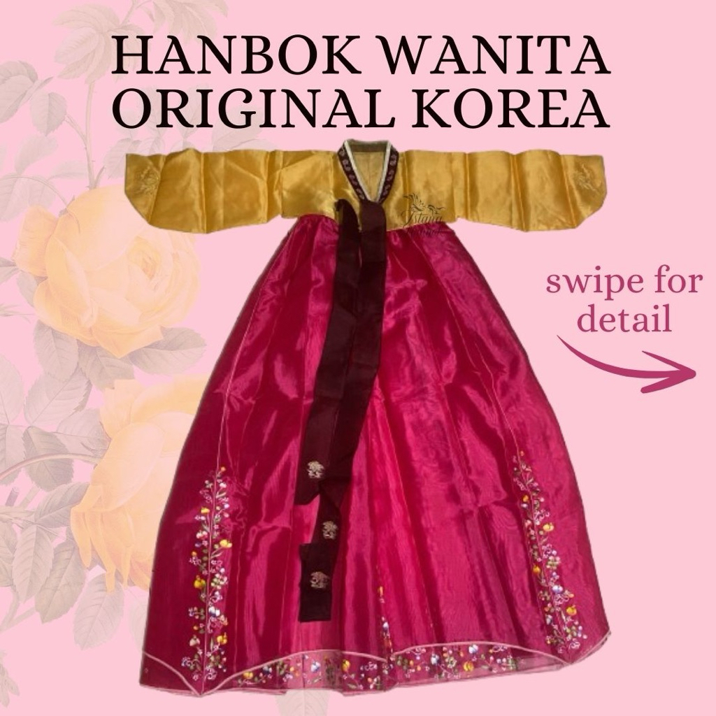 HANBOK KOREA WANITA GOLD PREMIUM ORIGINAL BOLEH NEGO | Hanbok Premium Wanita | Hanbok | Hanbok Origi