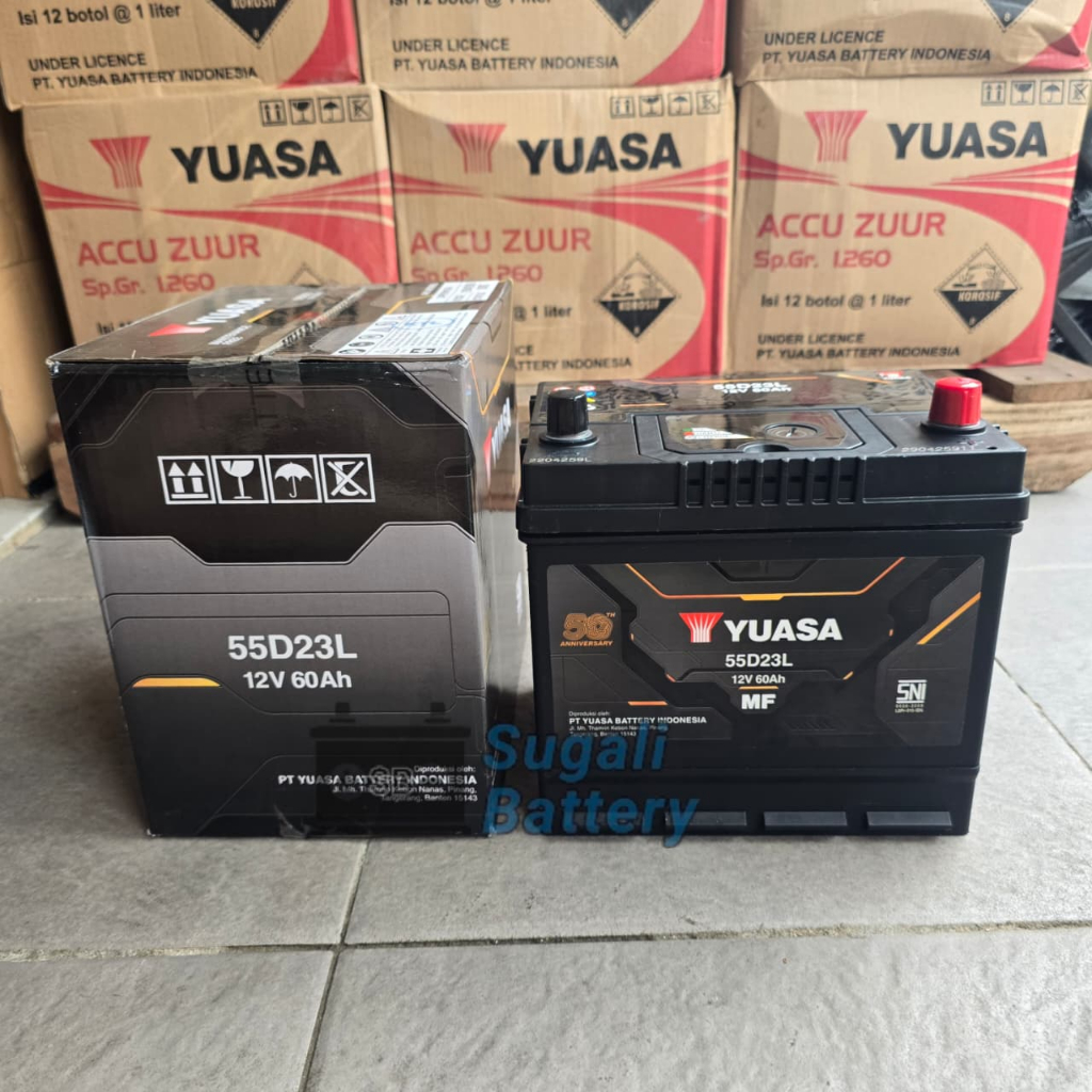 Aki Mobil YUASA 55D23L MF Aki Kering 60Ah ORIGINAL YUASA BATTERY