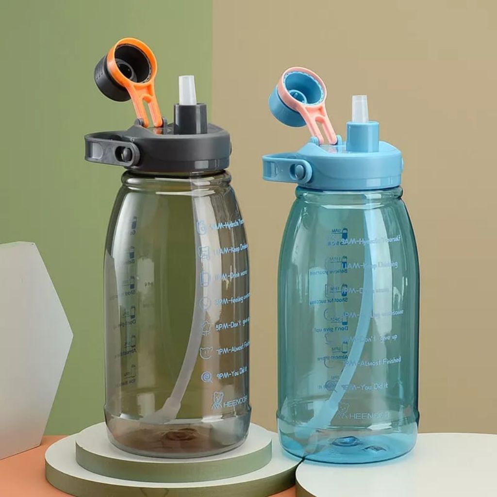 Botol minum 2 liter BPA free Botol minum motivasi dilengkapi sedotan