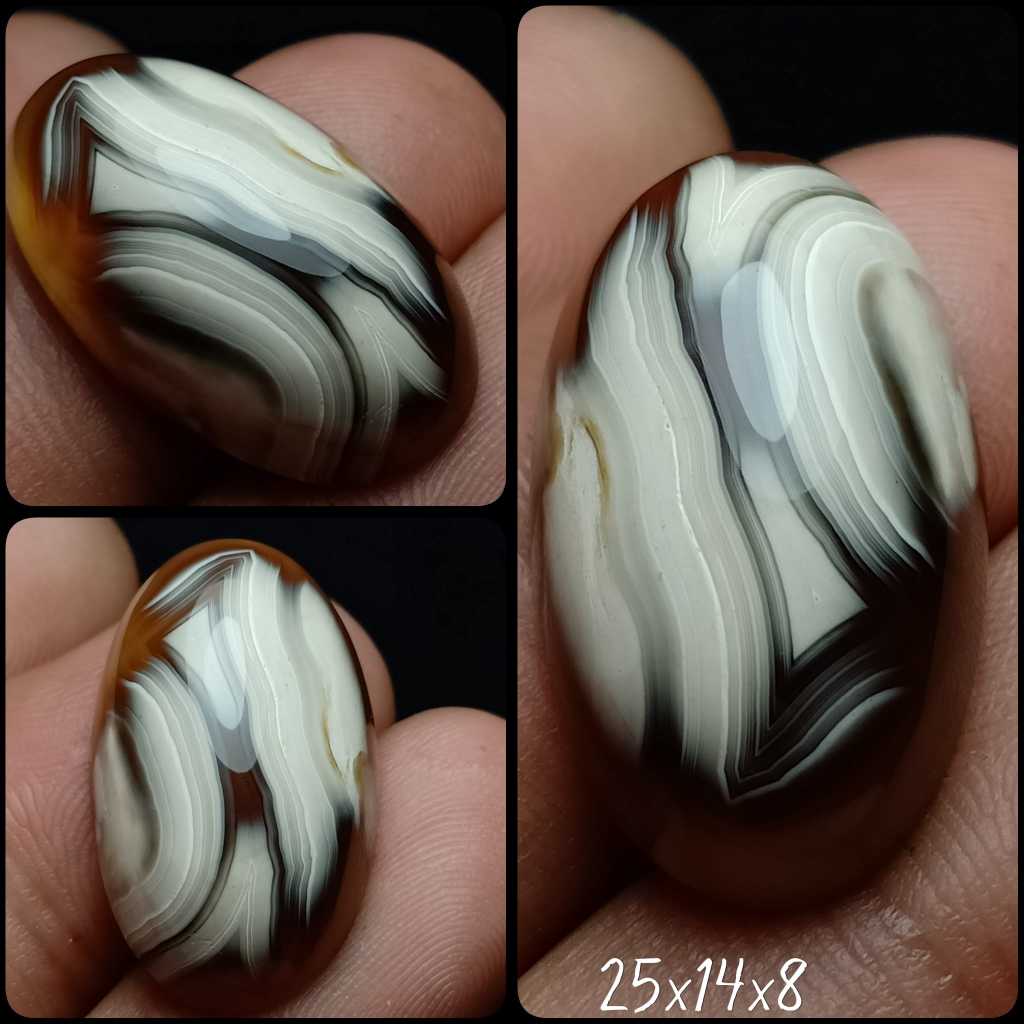 Natural Batu Akik Lukisan Yaman Kapur Putih Alam Motif Unik Antik