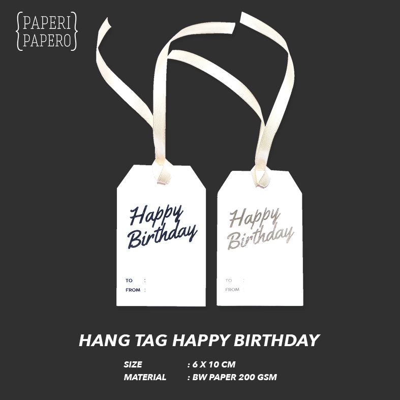 

Premium Tag Happy Birthday (5 x 8 cm) - Hangtag / Kartu / Label Pita Foil Emboss