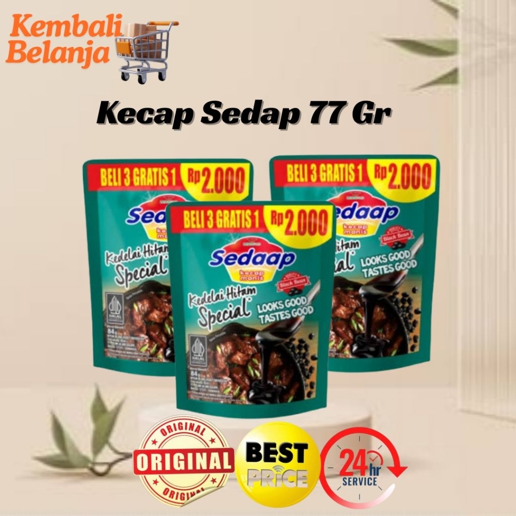 

Sedaap Kecap Manis Hijau 77 Gram/ Kecap Sedap 2000/ Kecap Sedaap Special Kedelai Hitam