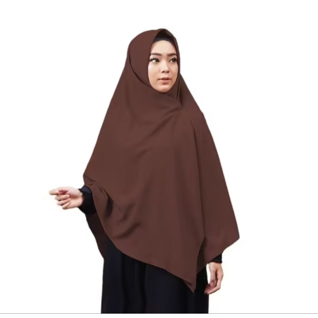 Jilbab Segiempat Wolfis syar'i Jumbo 130x130 Kerudung Muslimah - COKLAT TUA