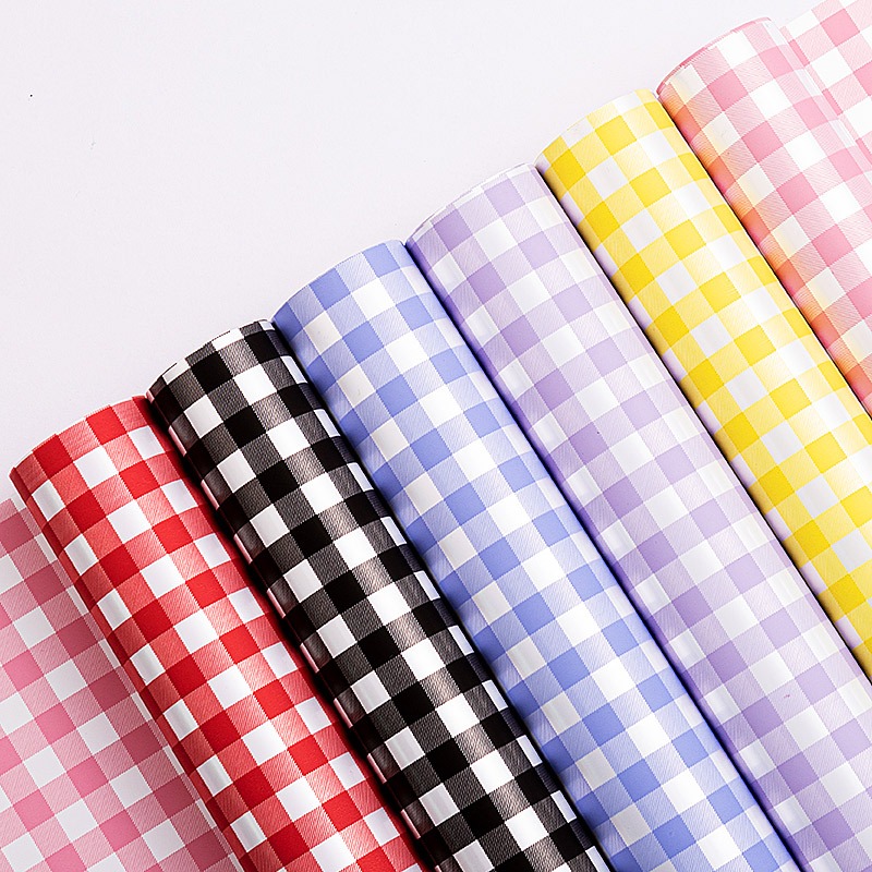 

Kertas Buket Bunga Flower Wrapping Motif Kotak Kotak Gingham Plaid Square Cellophane Paper Florist Waterproof KB6003