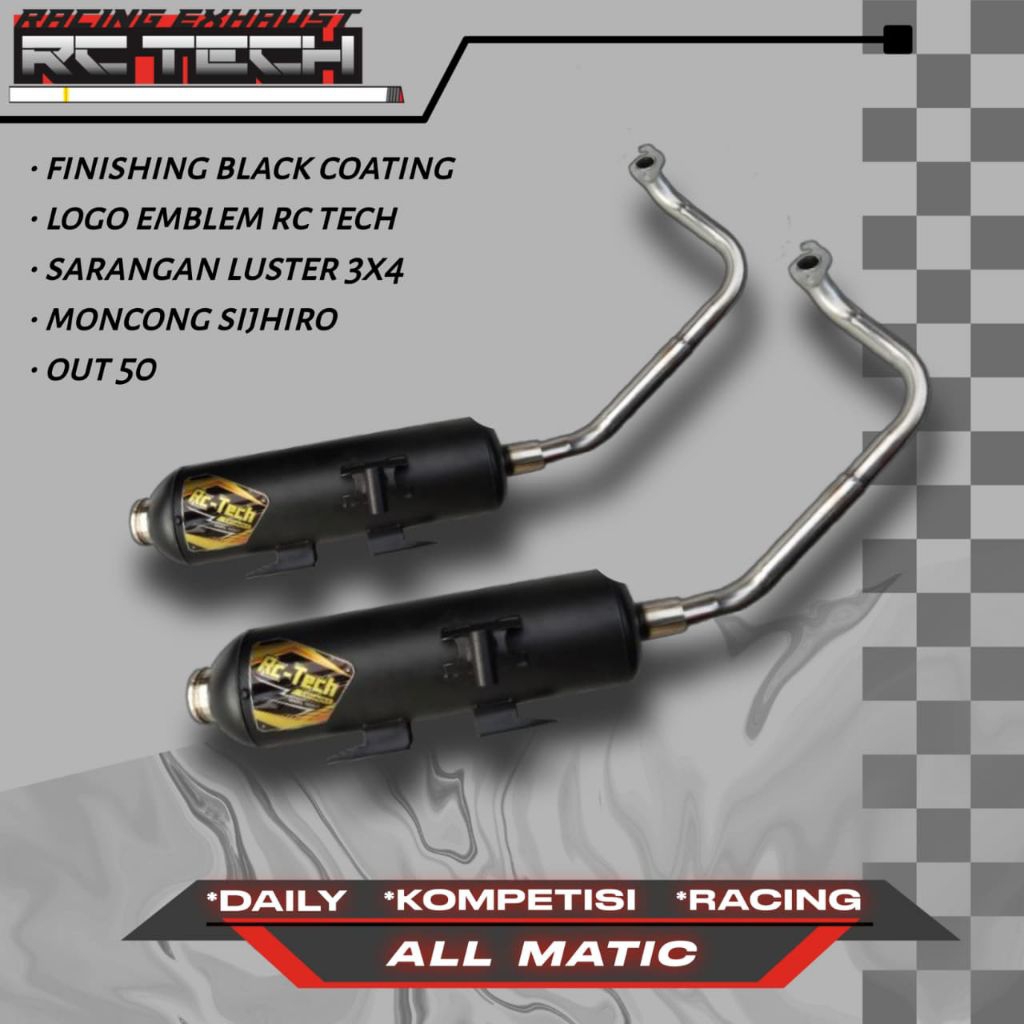 KNALPOT STANDAR RACING TIPE MONCONG SIJHIRO ORIGINAL RC TECH FOR ALL MATIC
