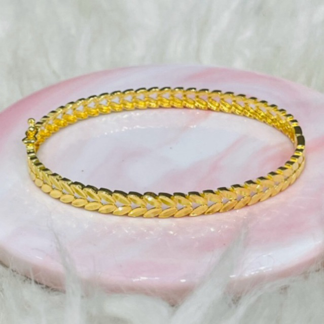 gelang bangle daun simple elegant emas asli kadar 875