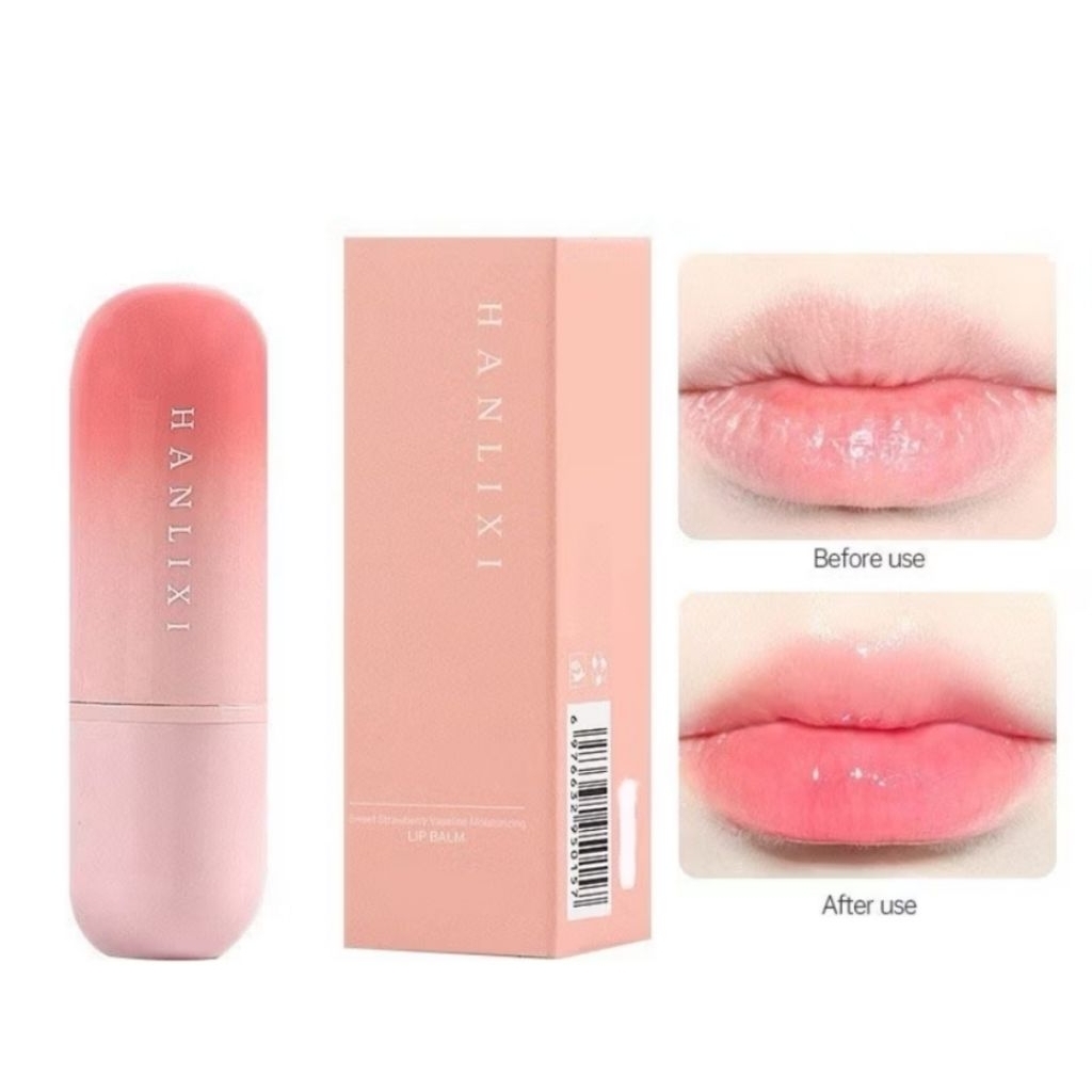 HANLIXI x EHMZNV Vaseline Oil Lip Balm Strawberry Based Deep Hydration Moist Melembabkan Tahan Lama