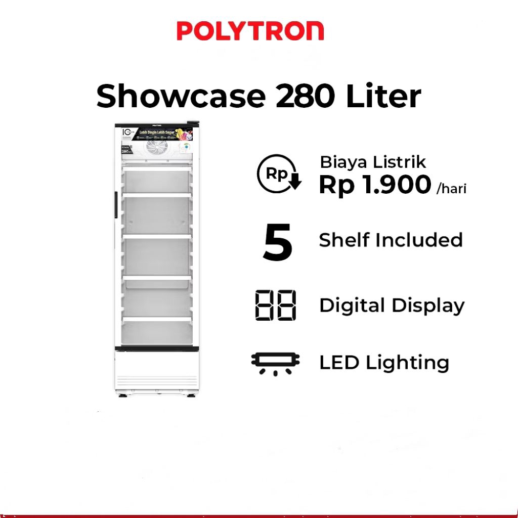 POLYTRON Showcase Fastcool 5 Rak & 4 Rak 280 Liter SCN-280 / SCN-230L
