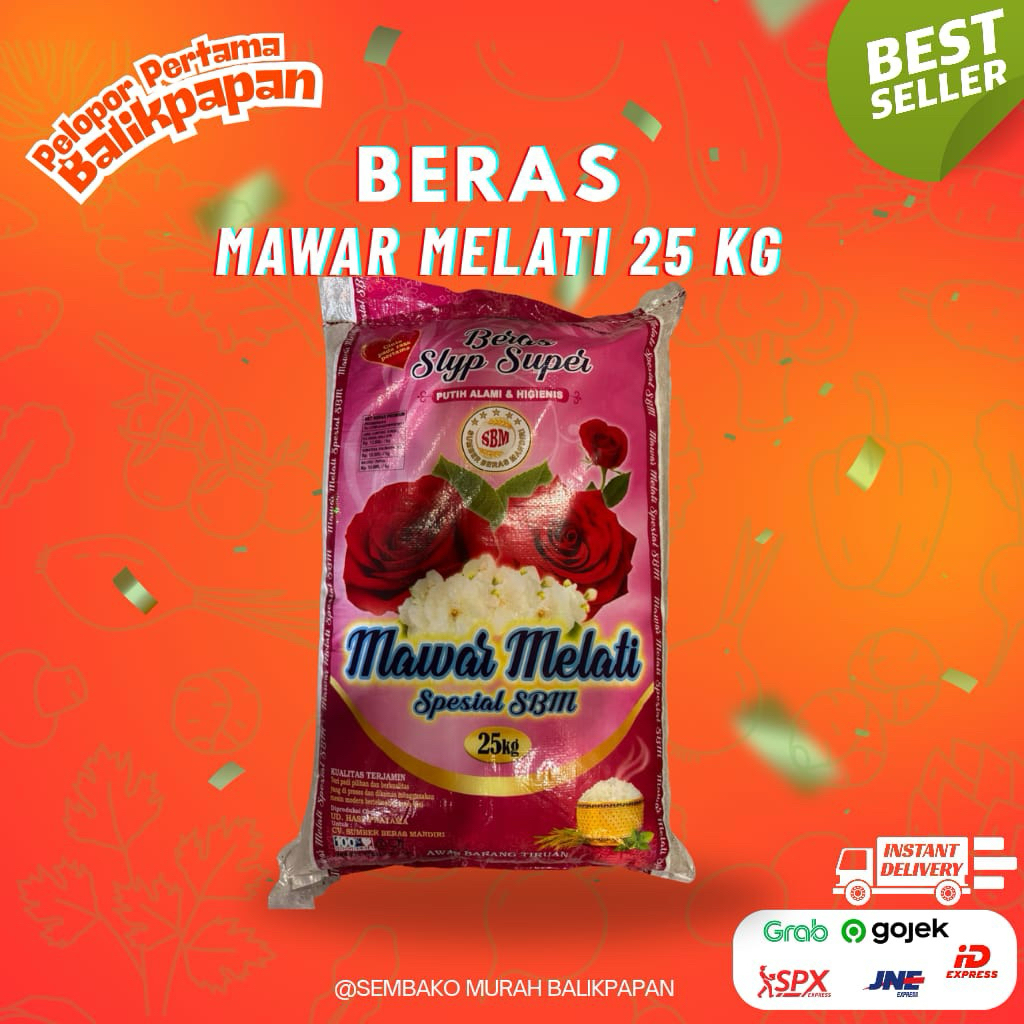 

beras mawar melati POLES GRADE A 25kg (beras naik)
