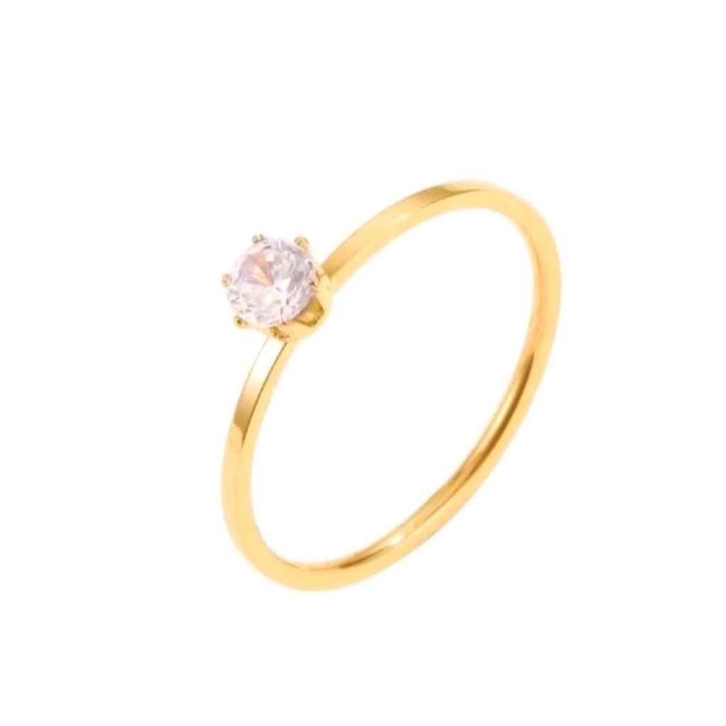 Cincin Titanium Permata Diamond Kecil / Cincin Couple Pasangan Mewah