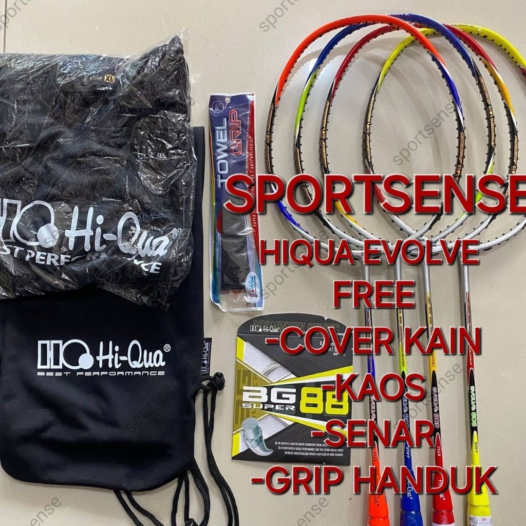 Raket Bulutangkis Badminton Hiqua HQ Hi Qua Hi-Qua Evolve 606 707 808 909 30lbs Original Bonus Lengk