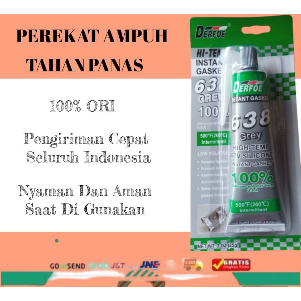 LEM MESIN MOBIL+MOTOR/LEM GASKET DERFOE  GRAY. 85 grm/LEM SEALER/LEM PACKING MESIN Abu-abu