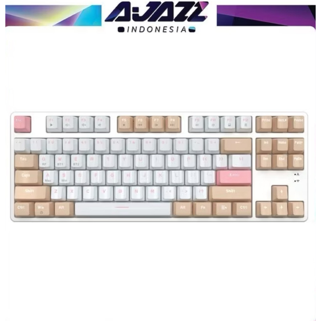Keyboard Ajazz AK871 Keyboard Wireless Mechanical White Dual Mode Versi Original #keyboard #ajazz #a