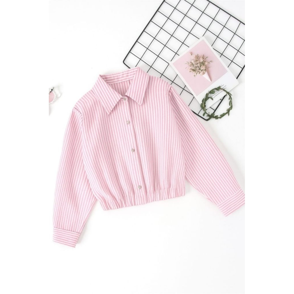 Kemeja crop top lengan panjang