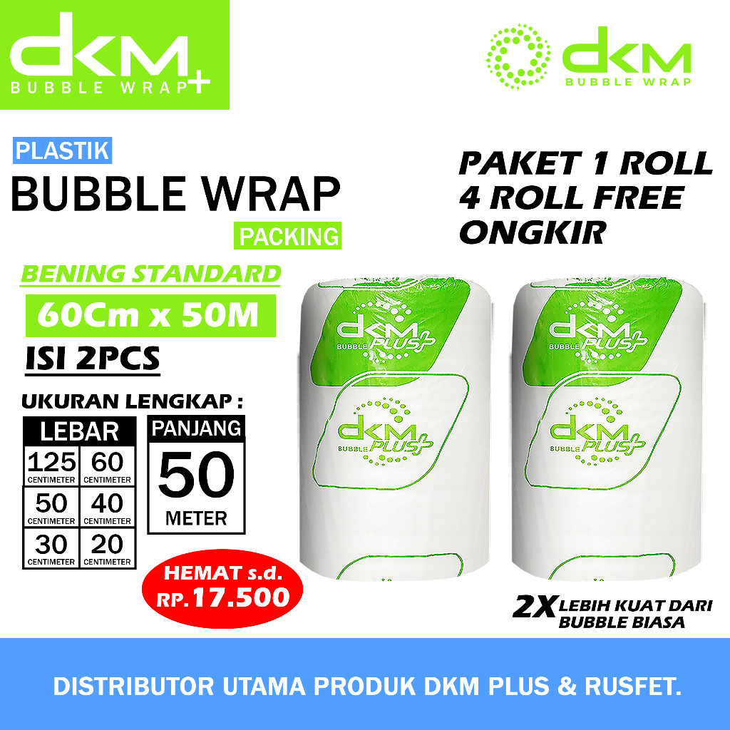 

Plastik Bubble Wrap Roll 125 X 50 Meter Dkm Plus Bubblewrap Standar 60cm x 50M Paket 1 Roll