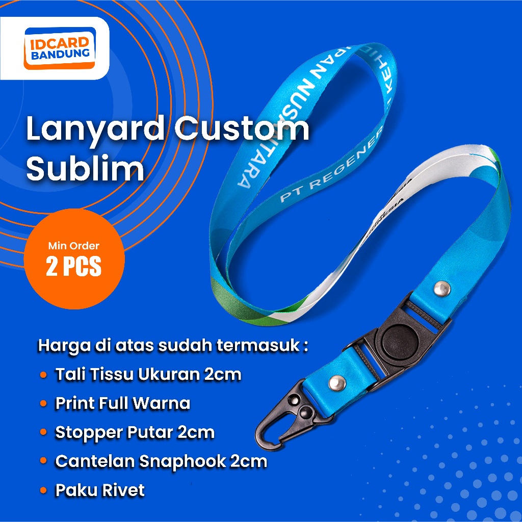 

Custom Tali Lanyard Cantelan Snaphook Print Sublim 2cm cetak 2 muka