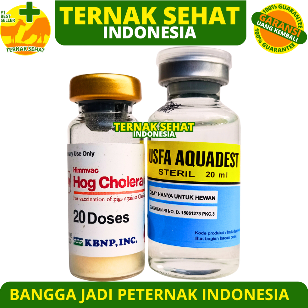 VAKSIN BABI HOG CHOLERA 20 DOSIS (1 BOTOL VAKSIN + 1 PELARUT) - Vaksin Kolera Babi untuk Pencegahan