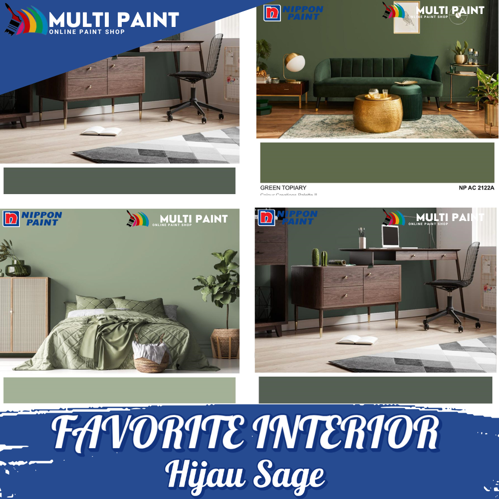 REKOMENDASI WARNA CAT INTERIOR NIPPON PAINT TIN-TING GALON HIJAU SAGE NIPPON PAINT GALON