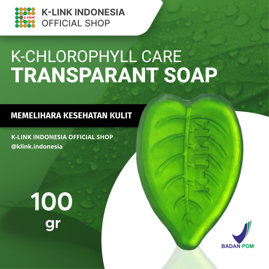K-Link K-Care Chlorophyll Transparant Soap 100 gr Sabun Klorofil Sabun K-Link Sabun Mandi Klorofil K